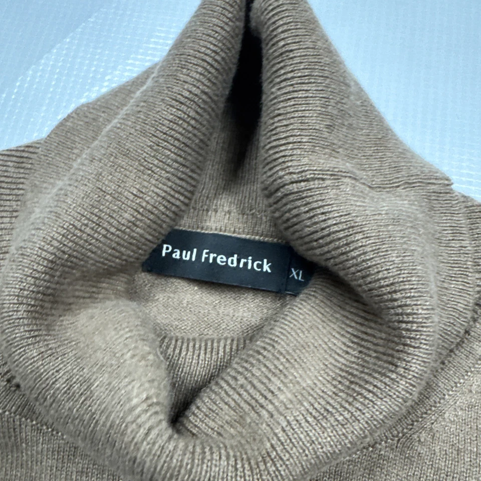 Paul Fredrick Mens Brown silk cashmere turtleneck sweater Size XL - Image 2 of 4