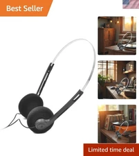 Vintage Retro Over-Ear Headphones, Hi-Fi Stereo Sound, Comfortable Fit, Black