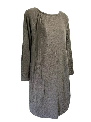 Pure J. Jill Dress 2XS Simple Brown Cotton Crinkle Texture Knit Tunic Minimalist