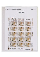 Feuille sans plastifiant pour mini feuille de 15 timbres de France 