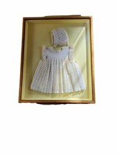 Framed Antique Child's Dress and Bonnet