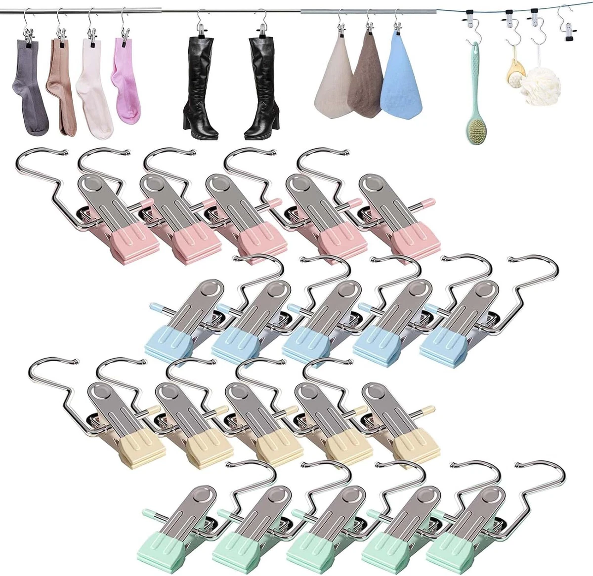 Anti-Rust Clip Space-Saving Clothespin Hat Pants Storage Hanging Travel  Hook