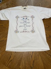 Vintage 1991 Screen Stars Best USA Christian God Religion White T Shirt L