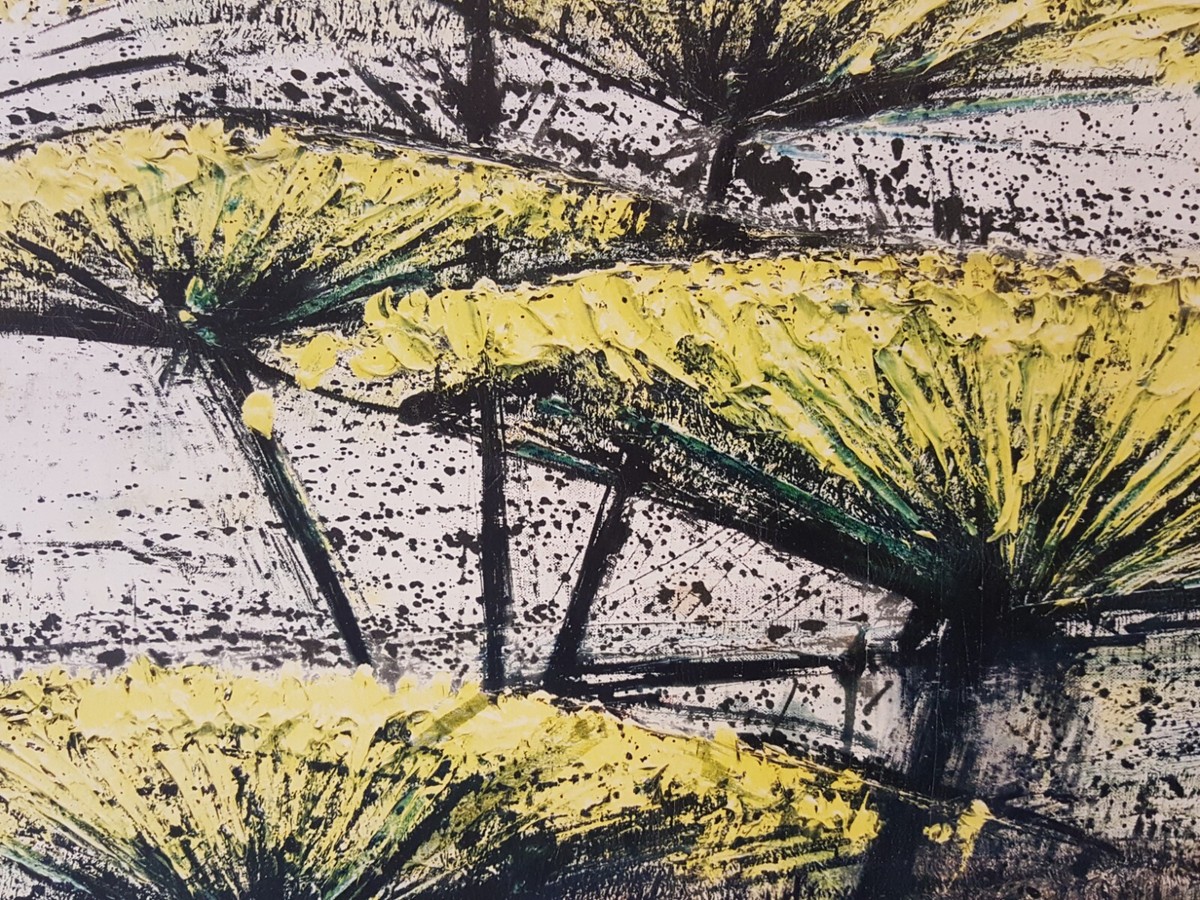 Vintage 1965 Bernard Buffet MCM abstract flower print 22x32