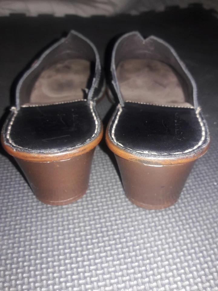 Zapatos de Tacón TSONGA Cuero Negro Mules 2" Talla 6 Todo Cuero Superior Foto 4 de 4