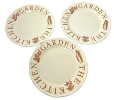 Wood & Sons Set 3 Dinner Plates The Kitchen Garden England BROWN 11"