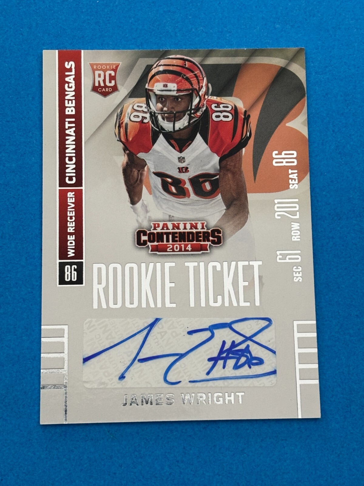 🏈 2014 Panini Contenders Football Rookie Base Card Auto #194 James WRIGHT 🏈