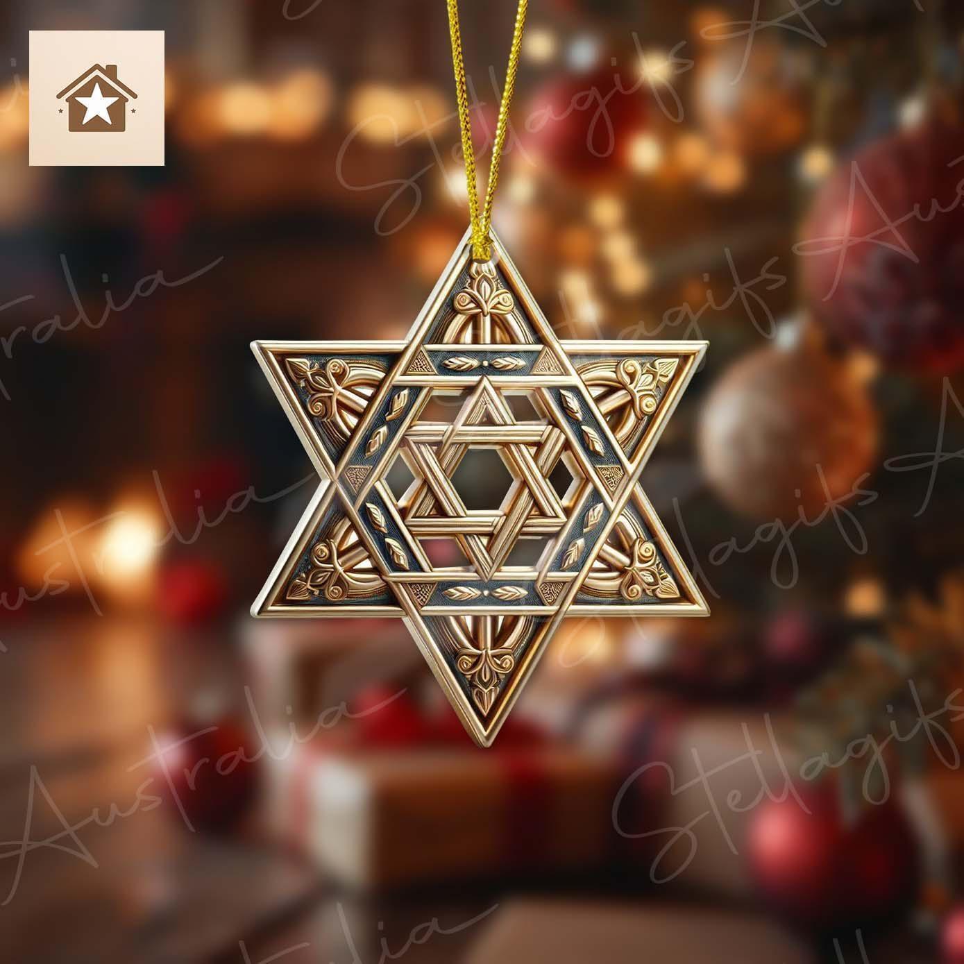 Star of David Ornament  Jewish ornament  Christmas gift  FLAT 2d ornament  Chanu