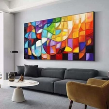 Abstract Wall Art Paintings Hand Painted Oil Painting on Canvas Blue