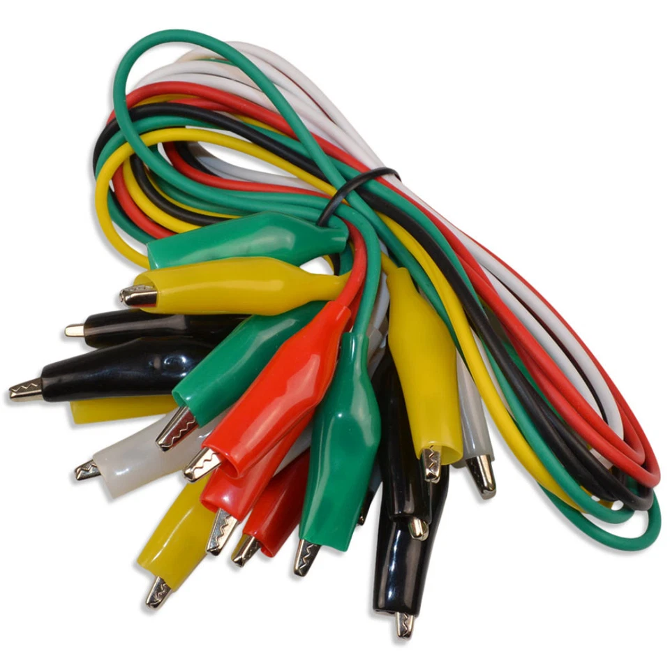 MODELLBAU-KUNO Prüfklemmen Messstrippen Krokodilklemmen Kroko Messleitung Prüfkabel 10 Stück