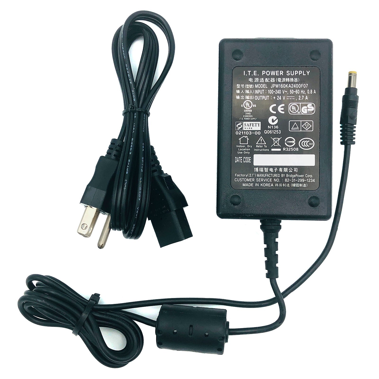 Genuine I.T.E Power Supply Adapter JPW160KA2400F07 24V 2.7A 65W w/P