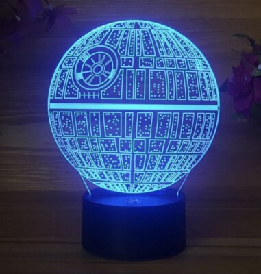 NEW - The Death Star - 3D Illusion Platform Night Light, Color Changing Lamp