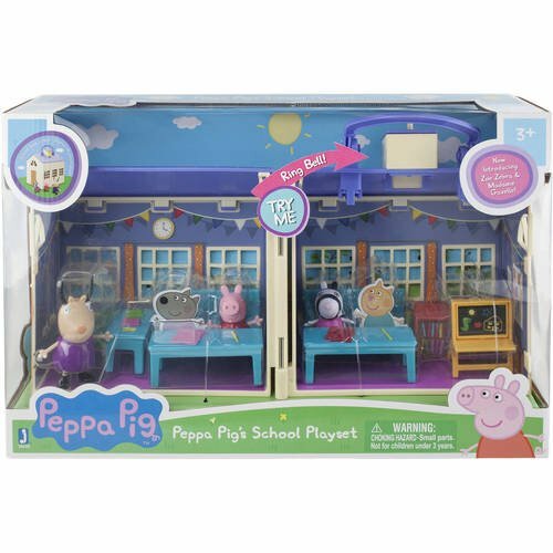 RARE NEW PEPPA PIG SCHOOL CARRY AND GO PLAYSET WITH SCHOOL BELL