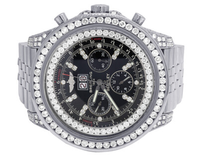 Custom Breitling Bentley A4436412 Black 48MM Diamond Watch  Ct