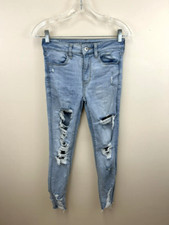 American Eagle 4 Hi Rise Jegging Crop Next Level Stretch Denim Jeans Distressed