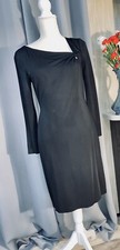 DAVID MEISTER Black Shoulder Twist Asymmetric Long Sleeve Knee Length Dress Sz10