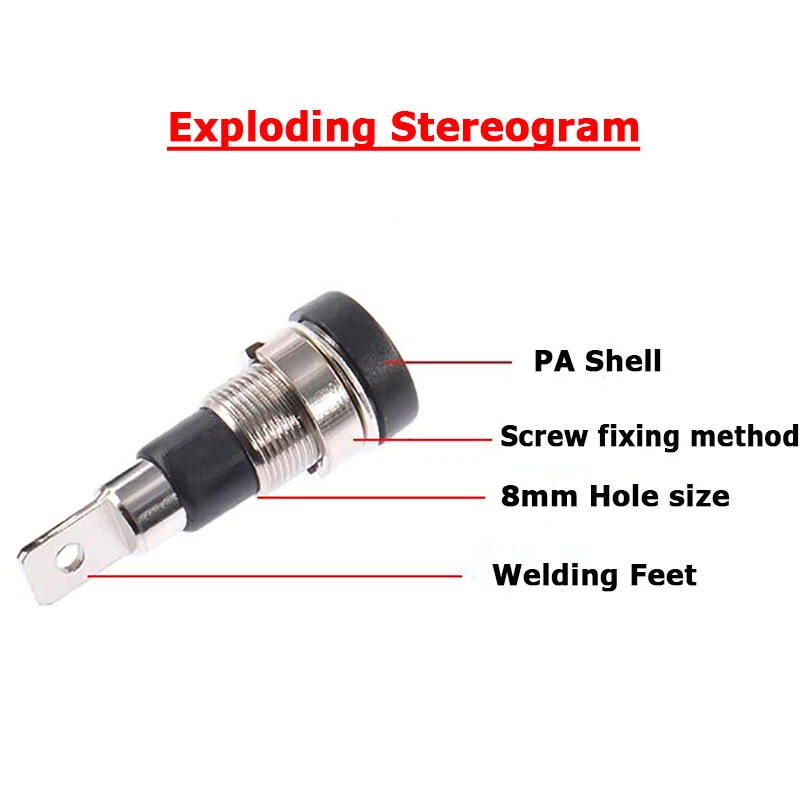 5/10Pcs Brass 4mm Banana Female Socket M4*28 Panel Mount Test Jack Connector 24A - Image 4 of 4