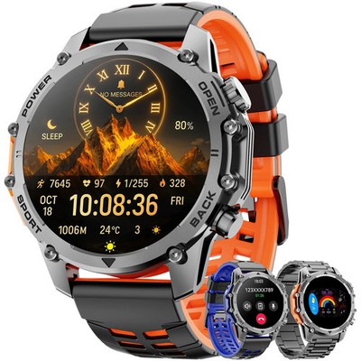 Rugged Military Smart Watch for Men Bluetooth Call Fitness Tracker Android iOS