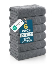 Casa Platino Face Cloths 100 Cotton 6 Pack Soft Absorbent - Cool Grey  Soft...