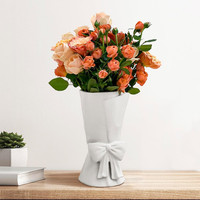 Keramik Vase 24,5 Cm Weiß Modern Boho Dekorativ FüR Blumenstrauß Tischdeko