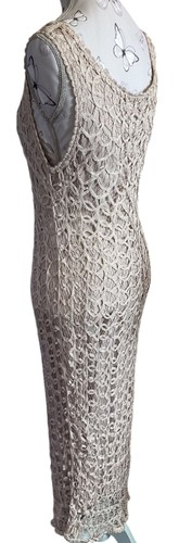 Beige Crochet uk 12 Gina Bacconi Sleeveless Dress with Bolero - #03 - Picture 7 of 14