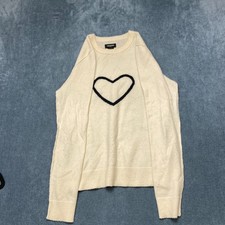 Zadig  Voltaire Miss Heart Sweater Women M Beige Cashmere Crew Neck Long Sleeve