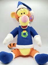 VTG Disney Tigger 24" Plush Blue Sweater W/Christmas Wreath Winter Hat With Tags