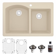 Karran USA QT-610-PK1 Quartz QT 33" Drop In Double Basin Quartz - Beige