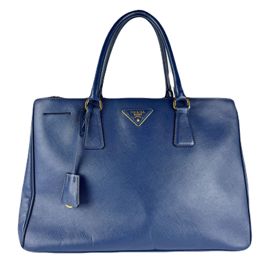 Borsa a tracolla originale PRADA in pelle blu navy/tono oro - z8757