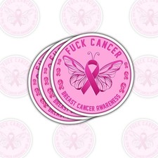  3Pcs Butterfly Breast Cancer Awareness Pink Fighter Ribbon Vinyl Decal Sticker