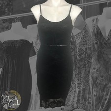 MiaoMiao Womens Black Floral Lace Spaghetti Strap Zip Bodycon Pencil Dress Sz L