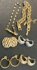 VTG Gold And Silver Tone Monet And TRIFARI  4 Clip On Earrings and 2  Bracelet