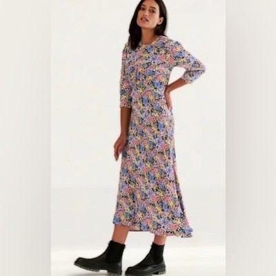 M&S x GHOST Floral Empire Line Midi Tea Dress Size 6