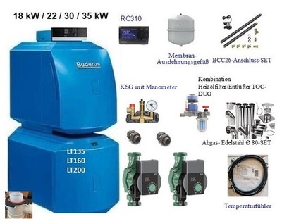 Buderus Logaplus Ölbrennwert Kessel GB125-18 Speicher LT160 Untenliegend Set