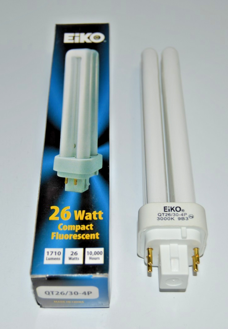 EiKO Lighting 26W QT26/30-4P Compact Fluorescent Bulb 4-PIN Base 3000K Quad Tube