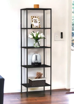 Standregal Schwarz Schmal Metall mit 5 Ebenen 170x50x35 cm Regal Bad Metallregal - Bild 1 von 4