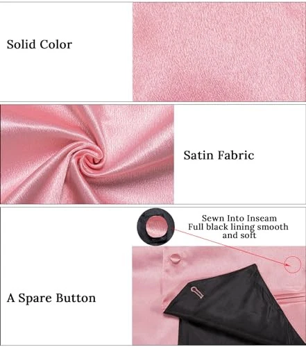 Conjunto de chaleco y corbata de traje de satén para hombre 8 piezas chaleco liso y rosa rubor grande Foto 2 de 4