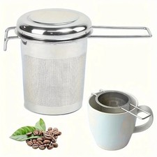Stainless Steel Tea Filter with Folding Handle Loose Leaf Strainer with Lid*
