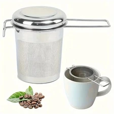 Stainless Steel Tea Filter with Folding Handle Loose Leaf Strainer with Lid*