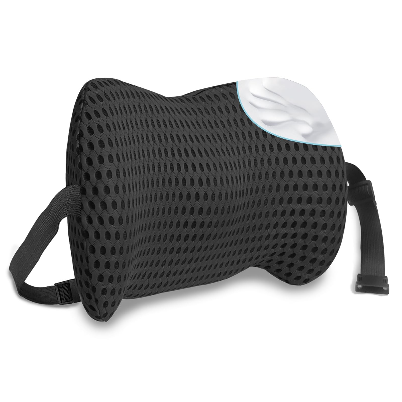 Lumbar Support Pillow with Adjustable Straps for Lower Back Pain . Memory Foa...