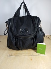 Kate Spade Randi Medium Black Diaper Bag Solid Black Silver Hardware Zippers