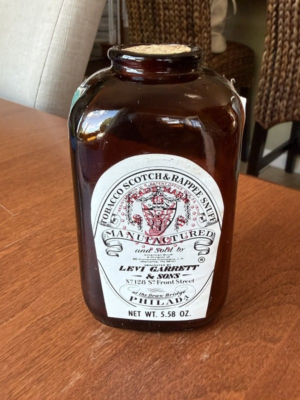 Levi Garrett & Sons Original EMPTY Snuff Bottle Cork Three Dot Vintage