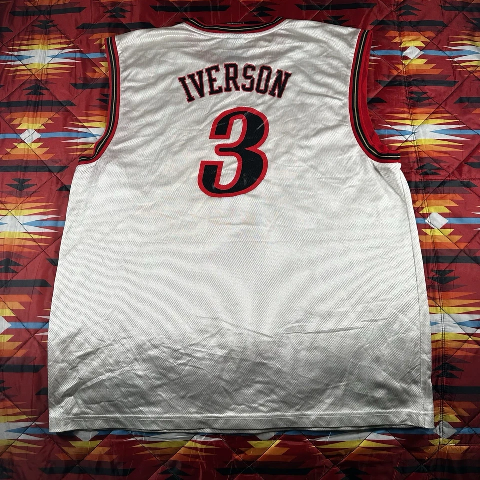 Allen Iverson #3 Sixers Reebok Jersey Team Apparel XL NBA Basketball White - Image 4 of 4