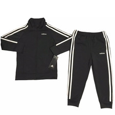 Adidas Little Girls 2pc Tracksuit Jacket  Joggers Outfit Set Size 4 Black-White