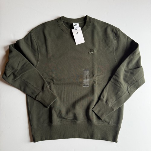 NIKE SPORTSWEAR Club Fleece Crewneck Sweatshirt - Olive Green - Men's Medium