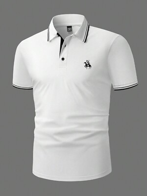Manfinity Homme Plus Size Men Polo Shirt With Horse Print And Contrast...