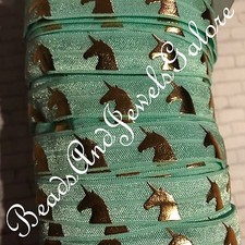 Unicorn foe unicorn elastic unicorn Metallic foil unicorn hair ties mint-5/8