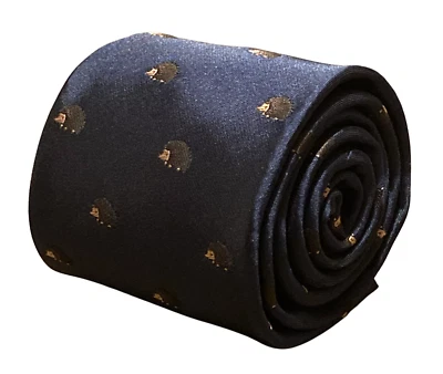 Cravate Pour Hommes Designer Frederick Thomas Bleu Marine Foncé Hérisson Mignon