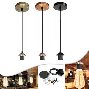 E27 Vintage Pendant Lamp Holder Copper Hanging Ceiling Rose Light