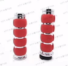 7/8" 22mm Motorcycle Flat Handlebar Hand Grip & Throttle Twist Tube Chrome Red